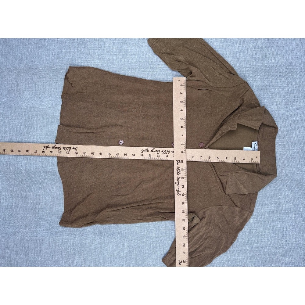 Carolyn Strauss Collection Shirt Womens L Brown Button Up Collared Stretch Top - Picture 2 of 5